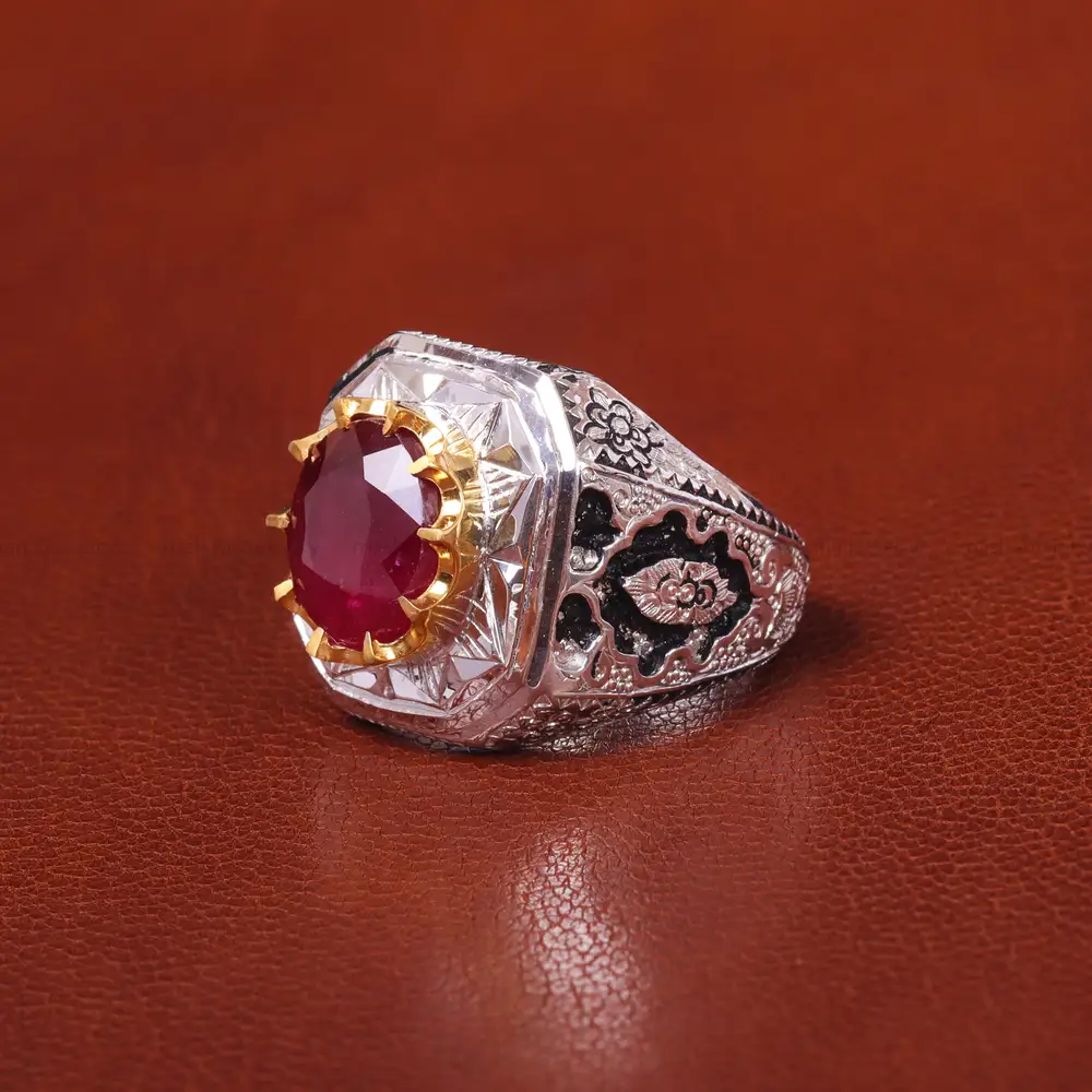 انگشتر یاقوت سرخ مردانه کد 20627