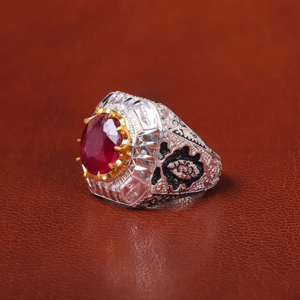انگشتر یاقوت سرخ مردانه کد 20628