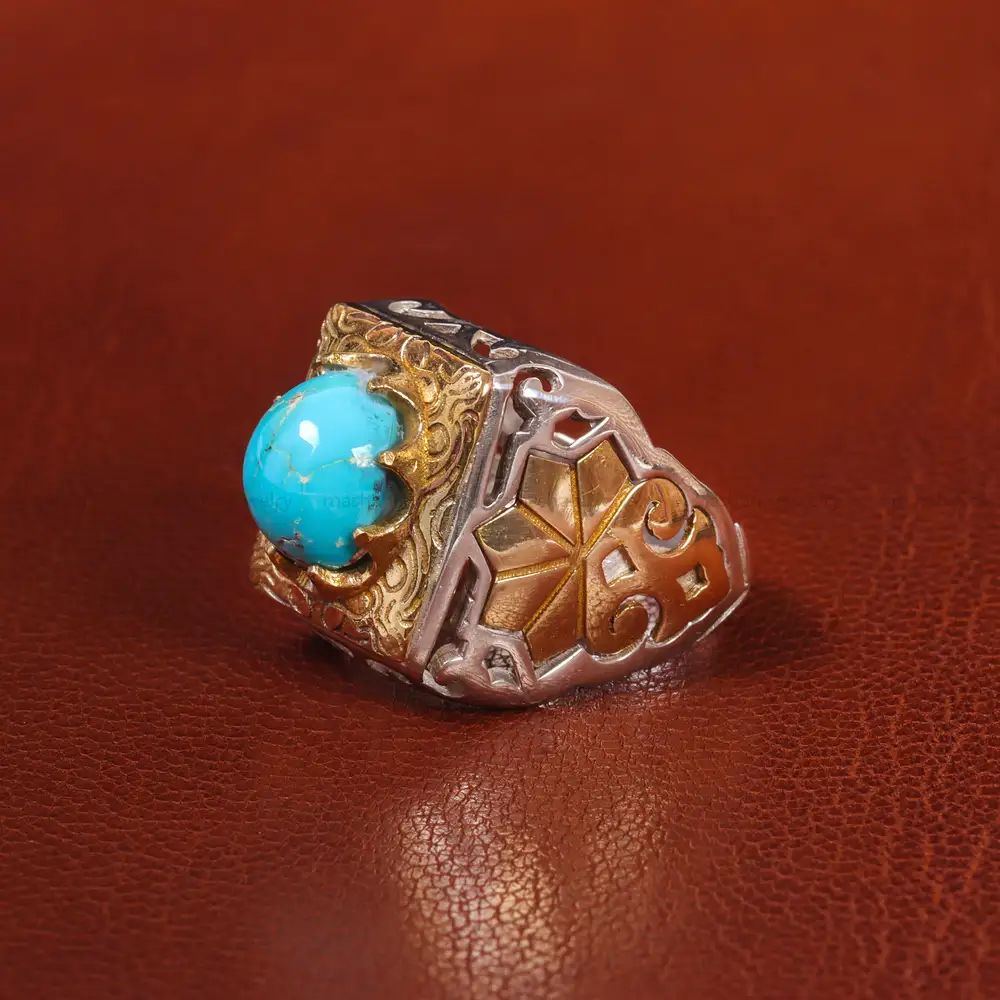 انگشتر فیروزه شجری مردانه کد 20635