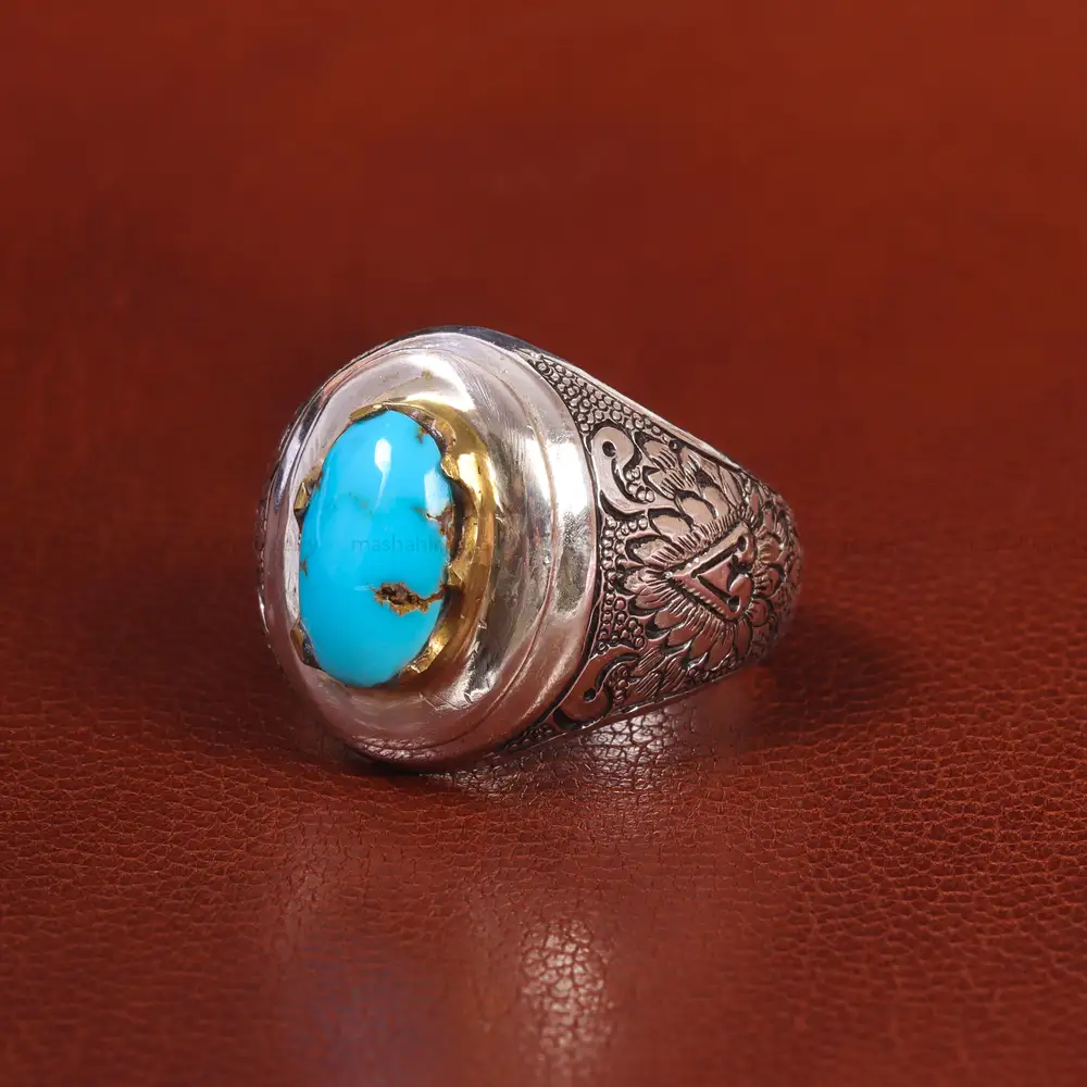 انگشتر فیروزه شجری مردانه کد 20654