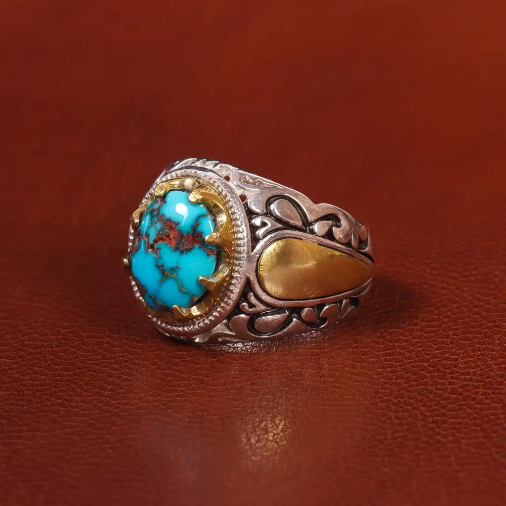 انگشتر فيروزه عجمی مردانه کد 20665