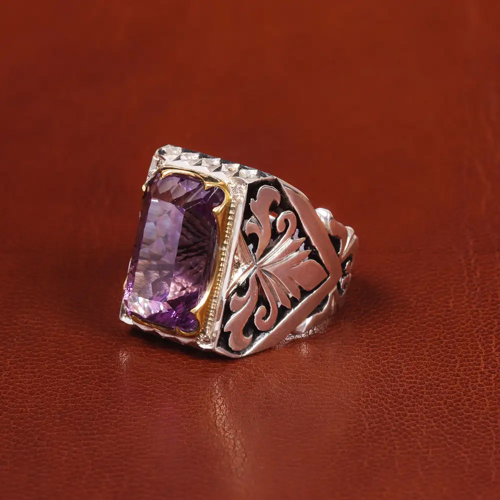 انگشتر آمیتیست مردانه کد 20677