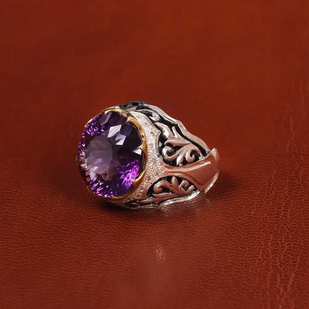 انگشتر آمیتیست مردانه کد 20681