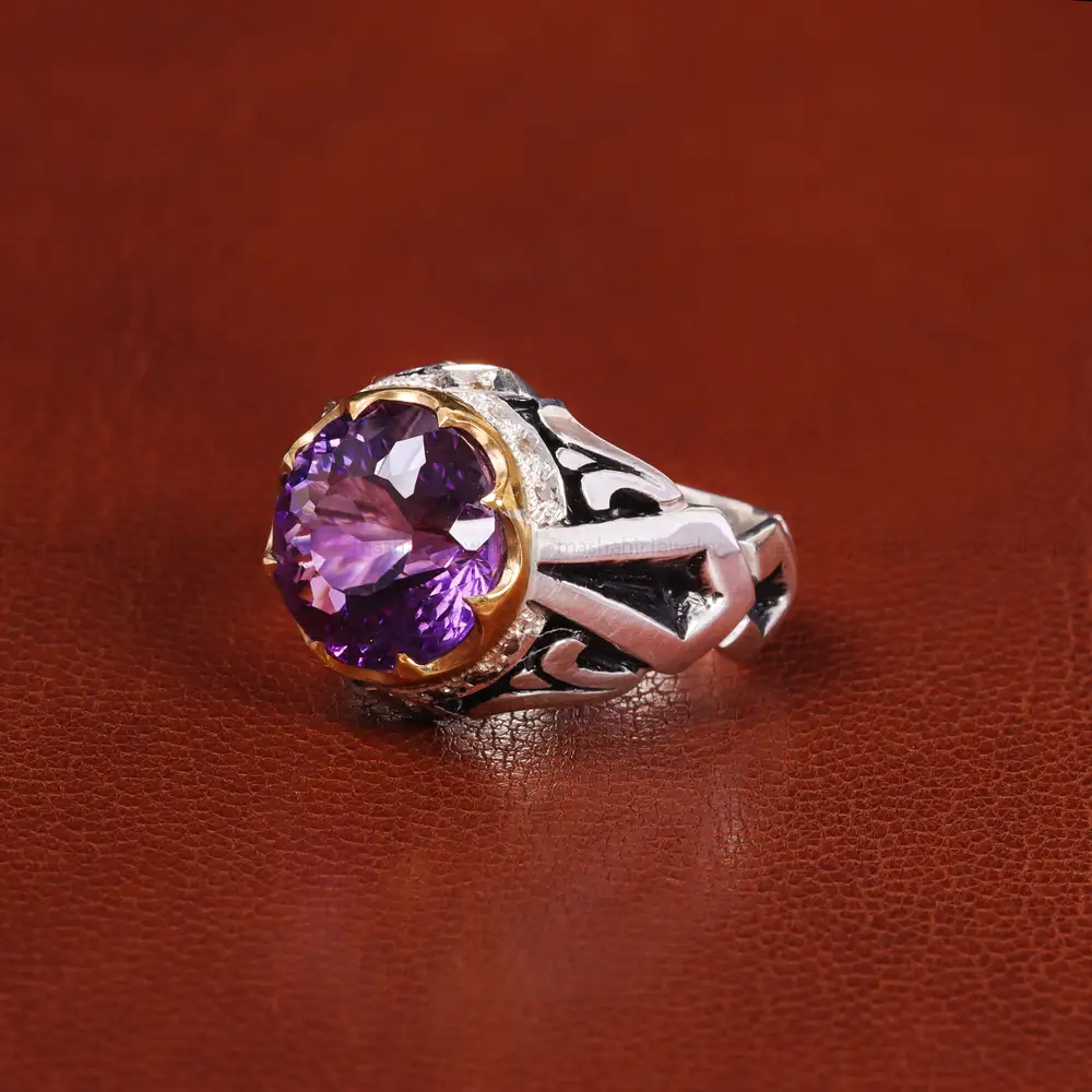 انگشتر آمیتیست مردانه کد 20682