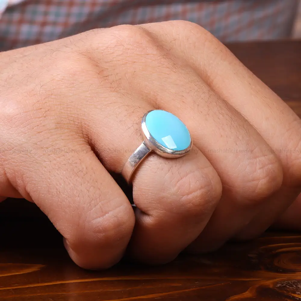 انگشتر فيروزه عجمی مردانه کد 17238