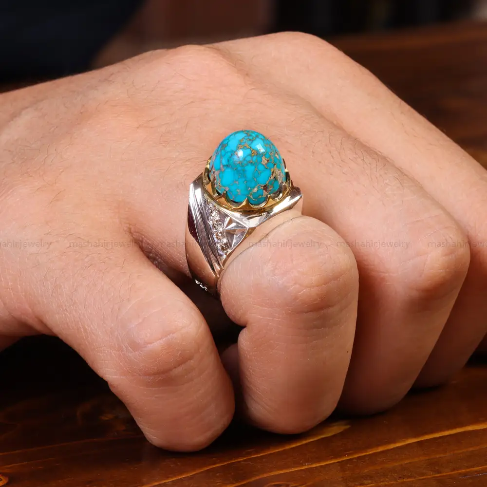 انگشتر فیروزه شجری مردانه کد 19922
