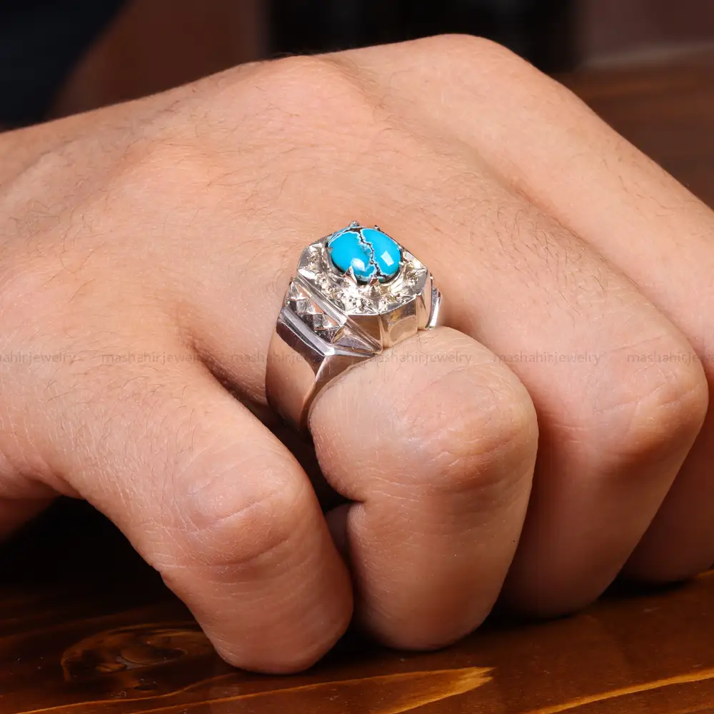 انگشتر فیروزه شجری مردانه کد 19931