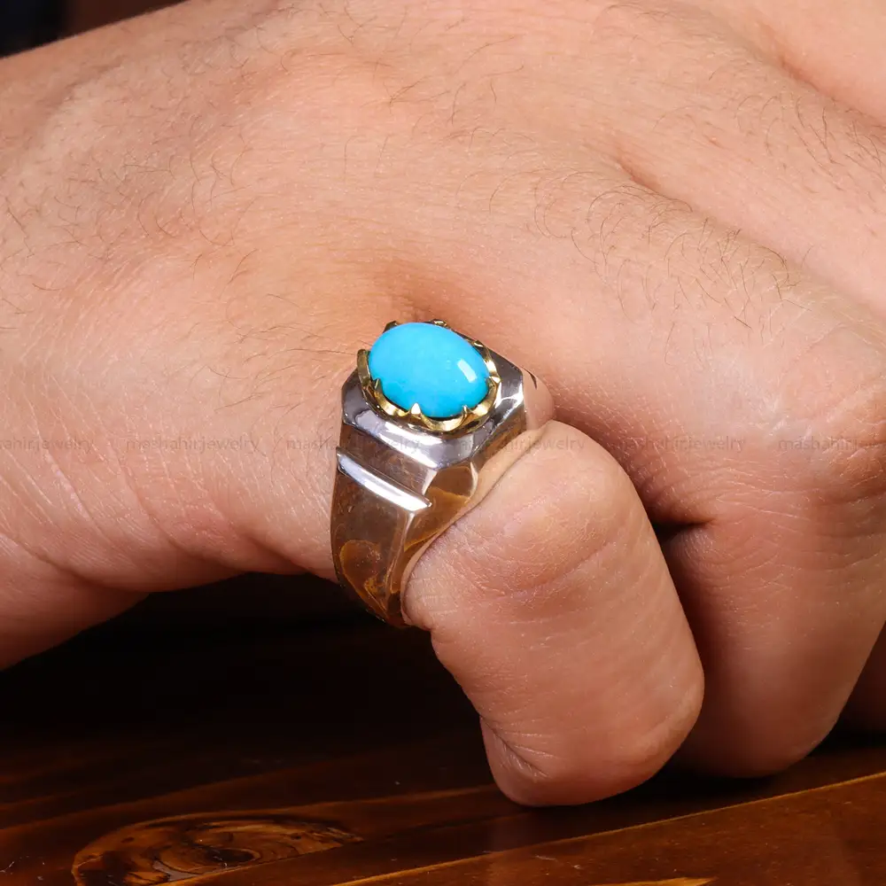 انگشتر فيروزه عجمی مردانه کد 19934