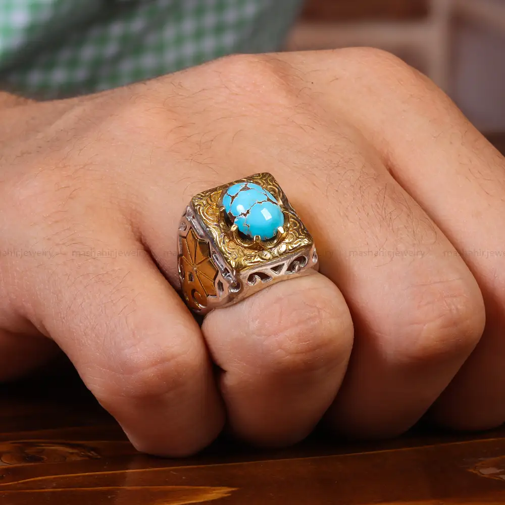انگشتر فیروزه شجری مردانه کد 20316