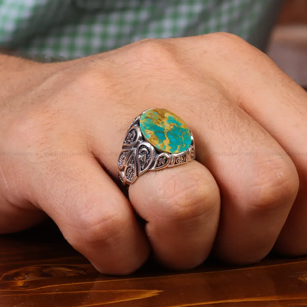 انگشتر فیروزه شجری مردانه کد 20325