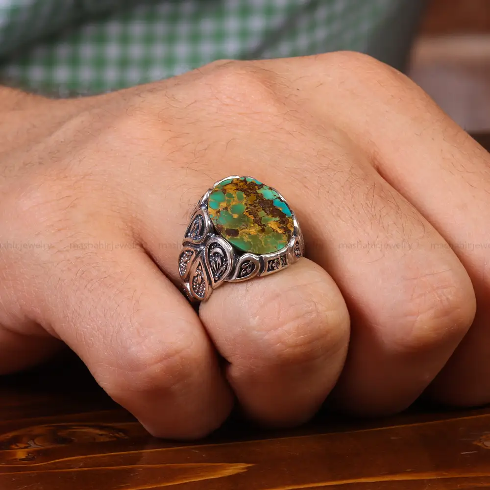 انگشتر فیروزه شجری مردانه کد 20326