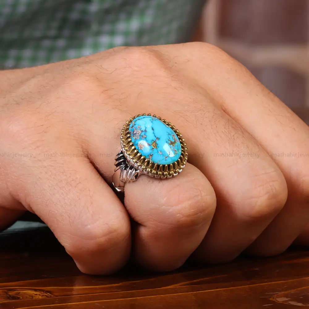 انگشتر فیروزه شجری مردانه کد 20342