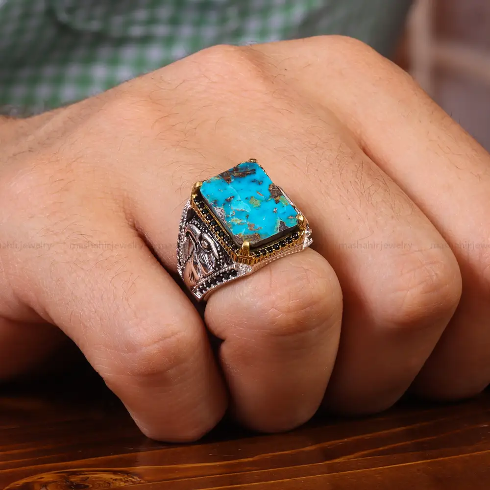 انگشتر فیروزه شجری مردانه کد 20350