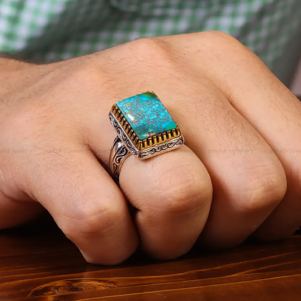 انگشتر فیروزه شجری مردانه کد 20352