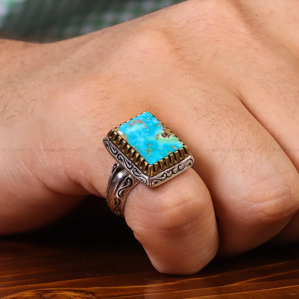 انگشتر فیروزه شجری مردانه کد 20353