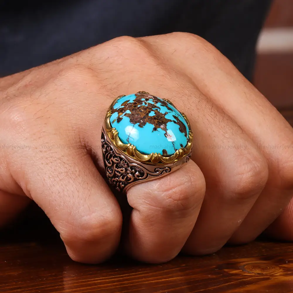 انگشتر فیروزه شجری مردانه کد 20394