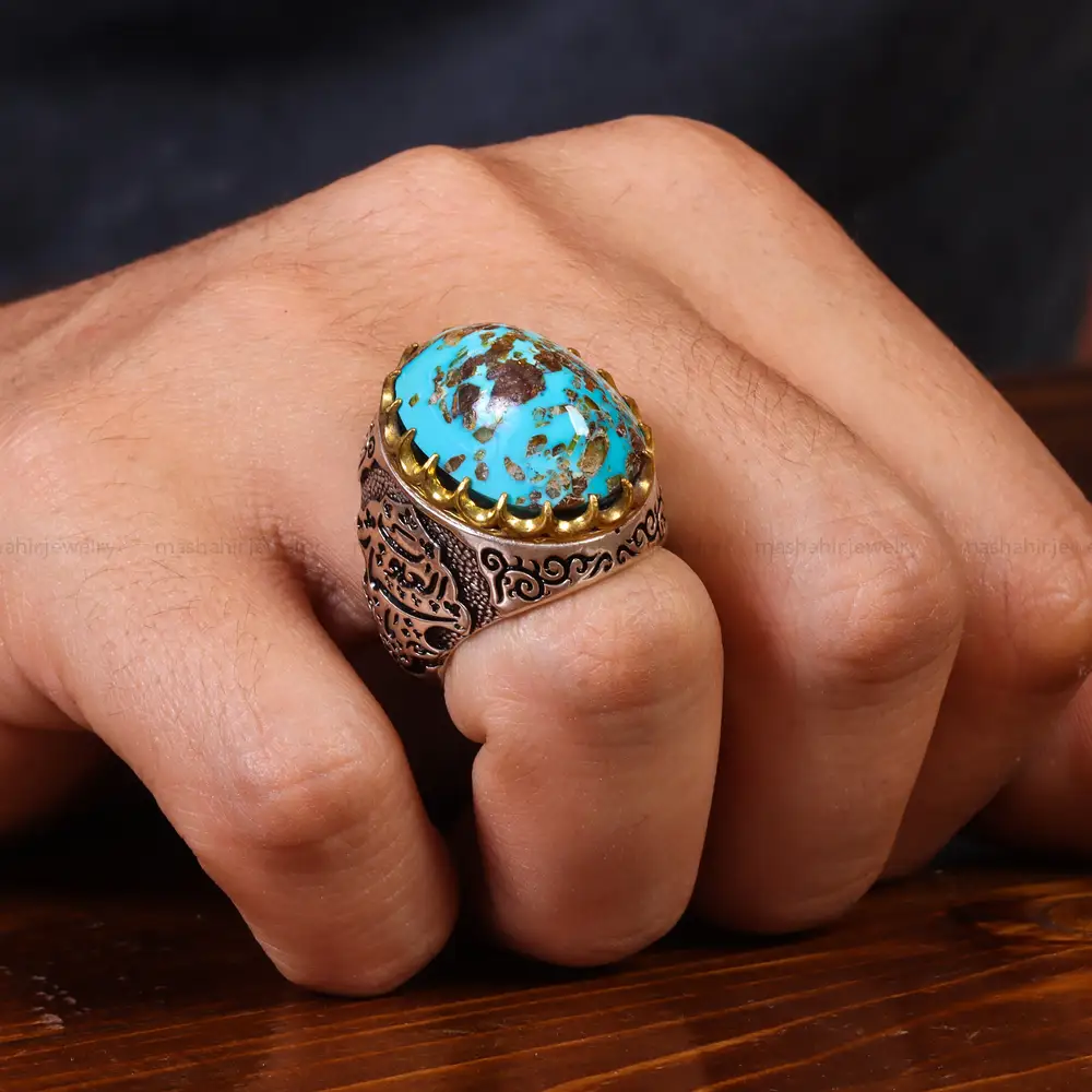 انگشتر فیروزه شجری مردانه کد 20398