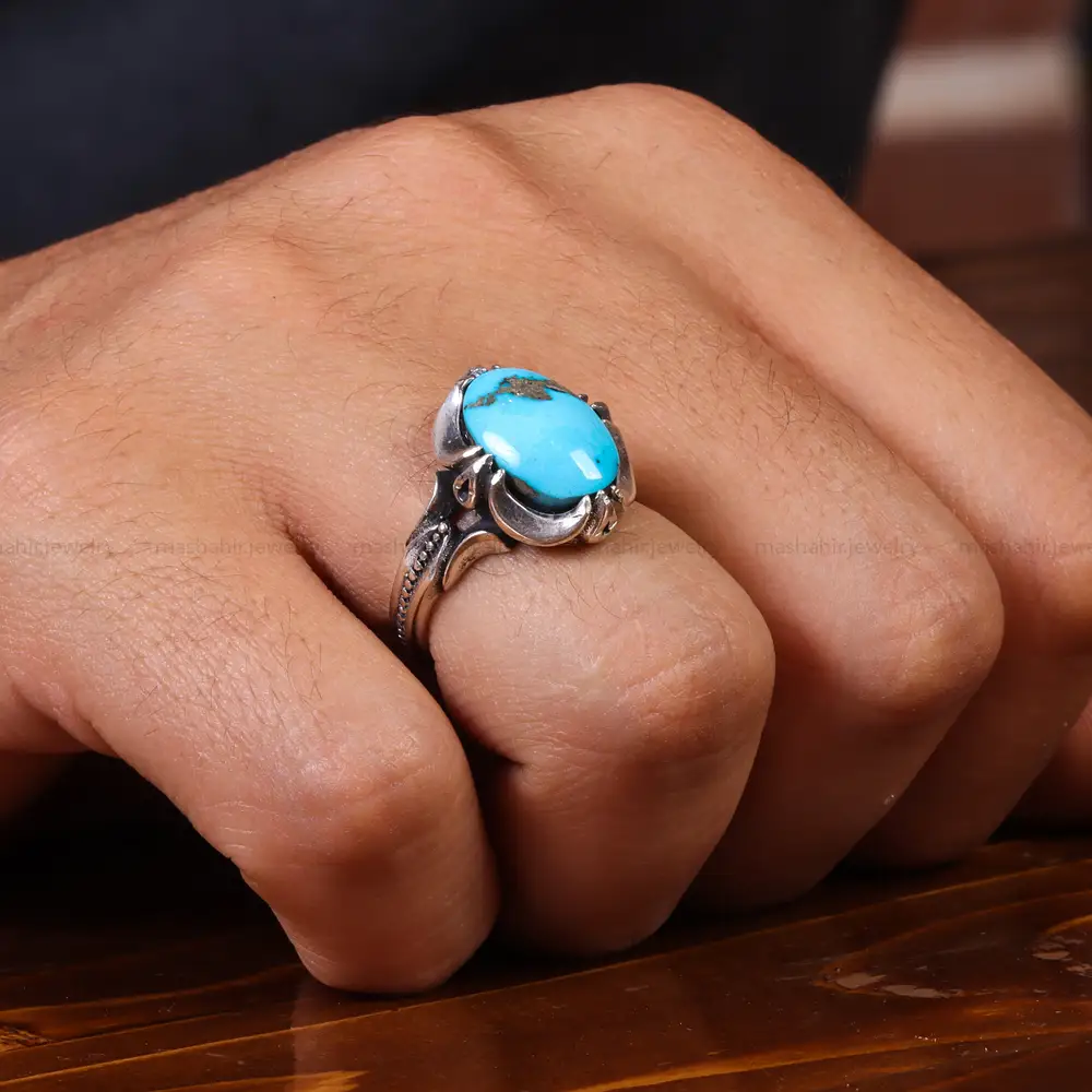 انگشتر فیروزه شجری مردانه کد 20410