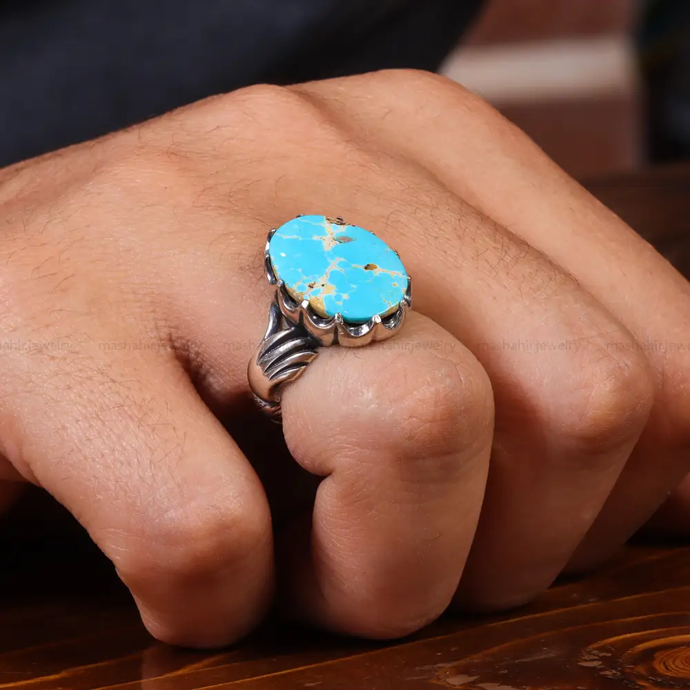 انگشتر فیروزه شجری مردانه کد 20413