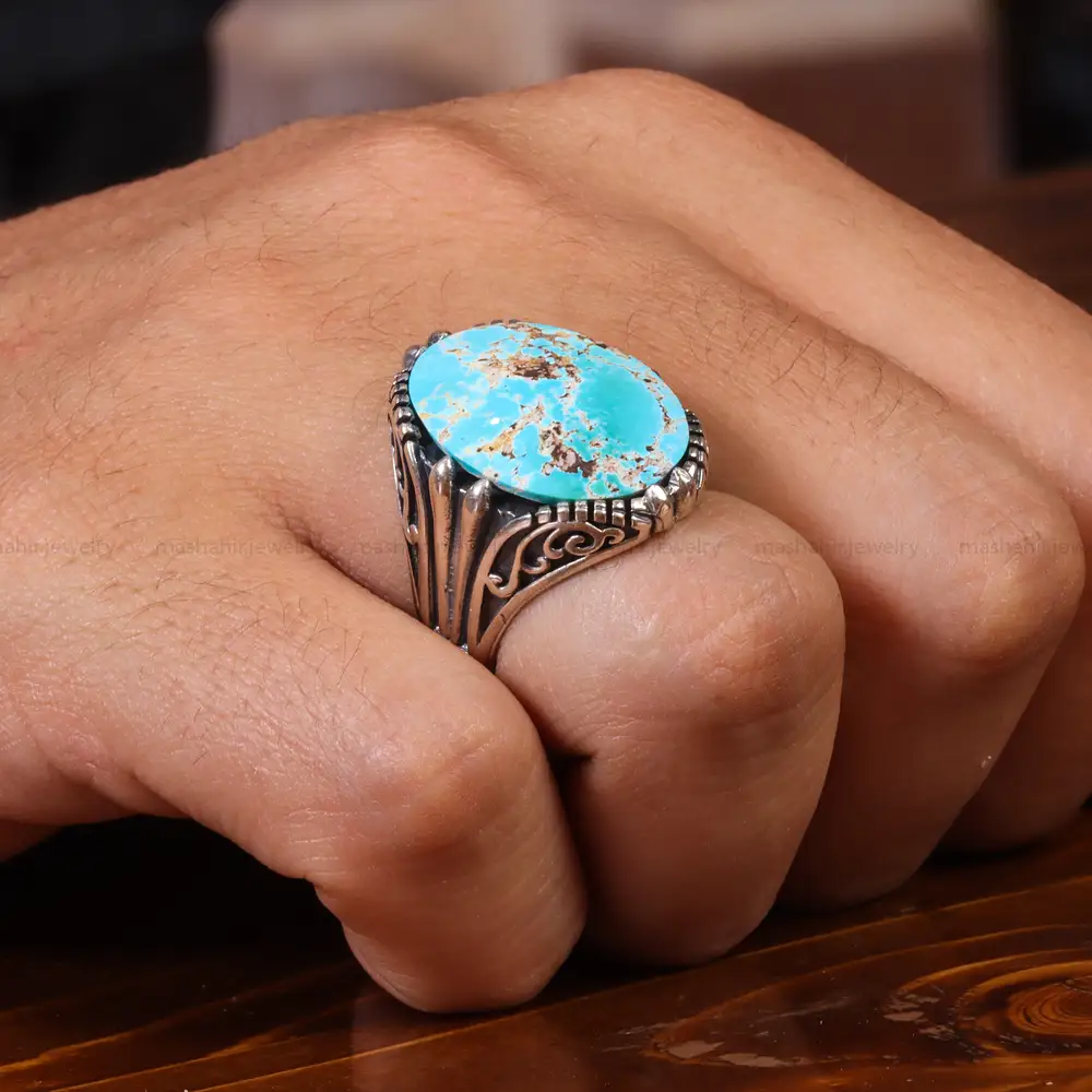 انگشتر فیروزه شجری مردانه کد 20422