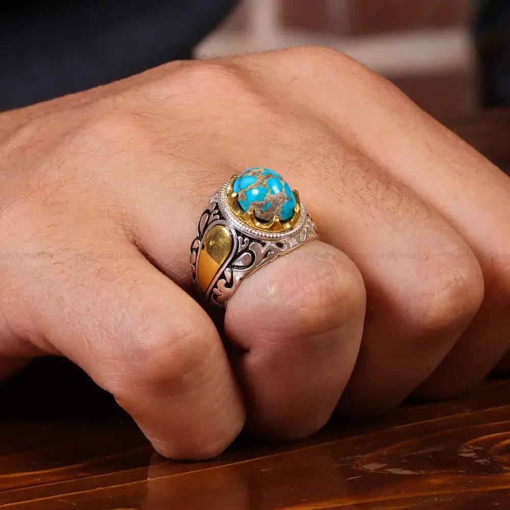 انگشتر فیروزه شجری مردانه کد 20444
