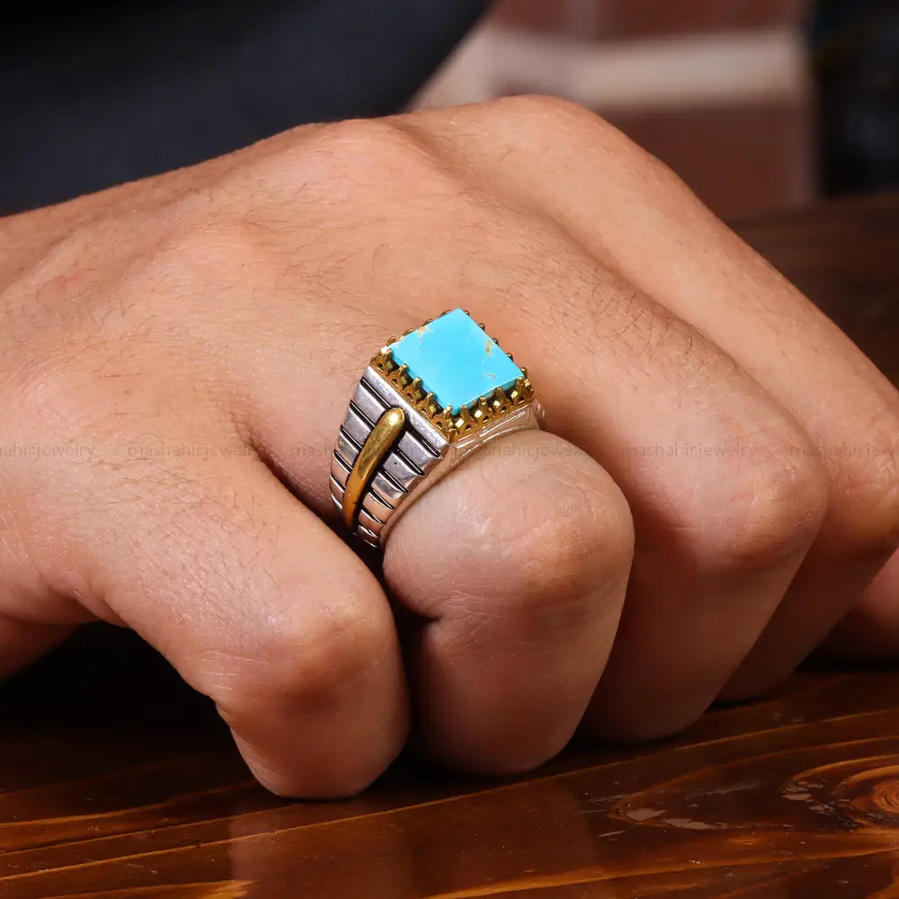 انگشتر فیروزه شجری مردانه کد 20456