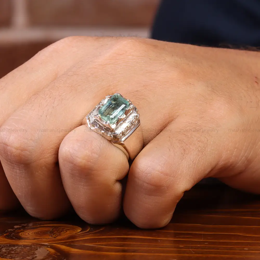 انگشتر آکوامارین مردانه کد 20474