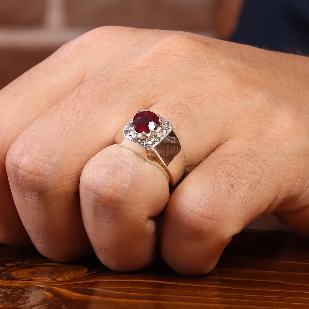 انگشتر یاقوت سرخ مردانه کد 20480