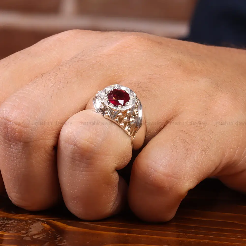 انگشتر یاقوت سرخ مردانه کد 20482