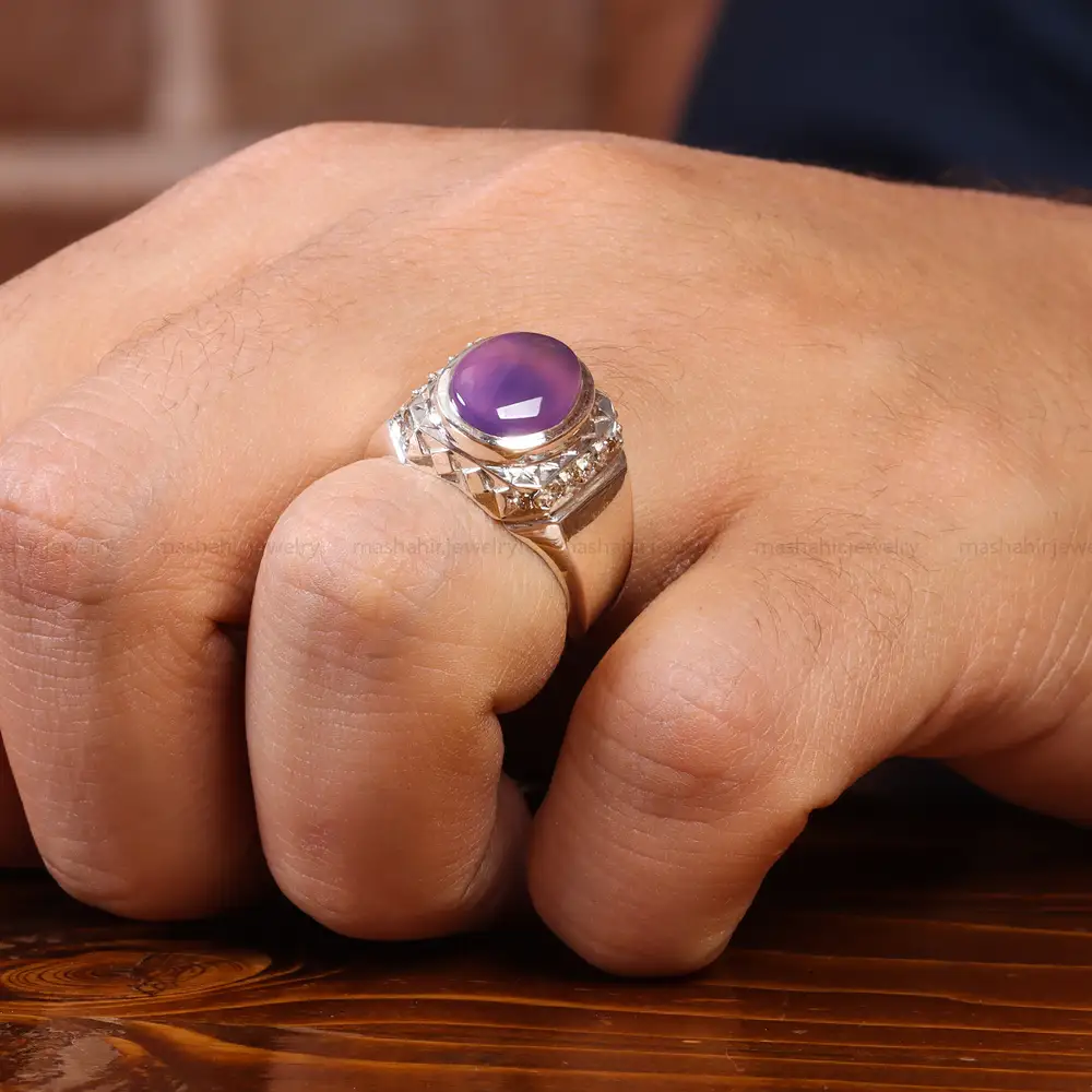 انگشتر عقیق سوسنی مردانه کد 20485