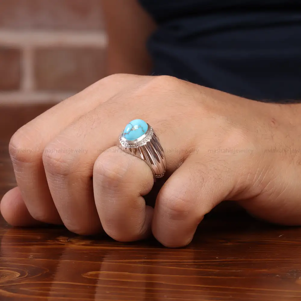 انگشتر فیروزه شجری مردانه کد 20521