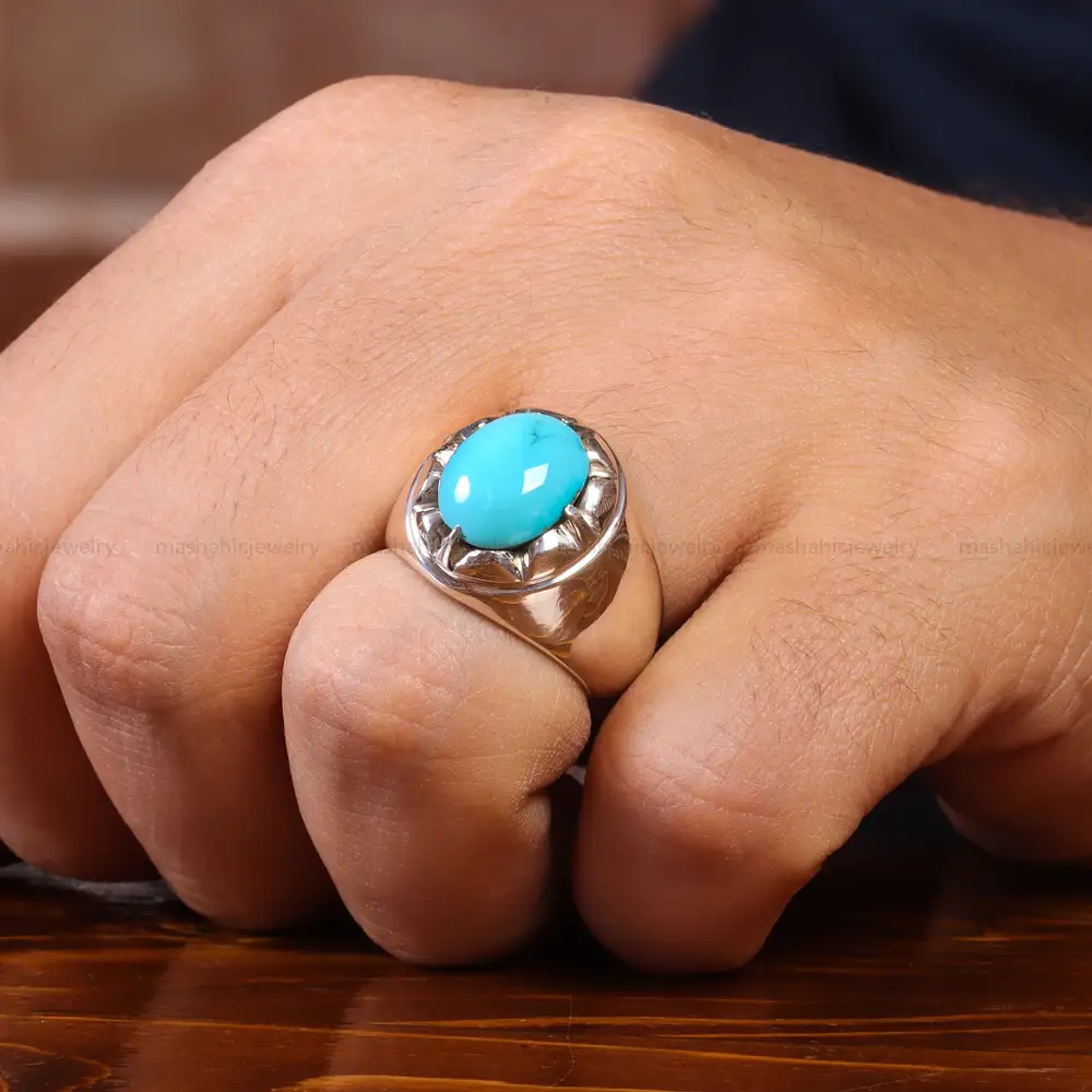 انگشتر فيروزه عجمی مردانه کد 20533