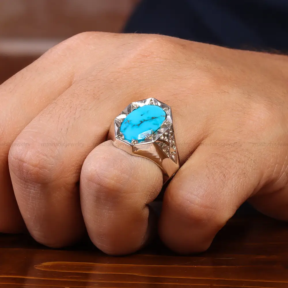 انگشتر فیروزه شجری مردانه کد 20541
