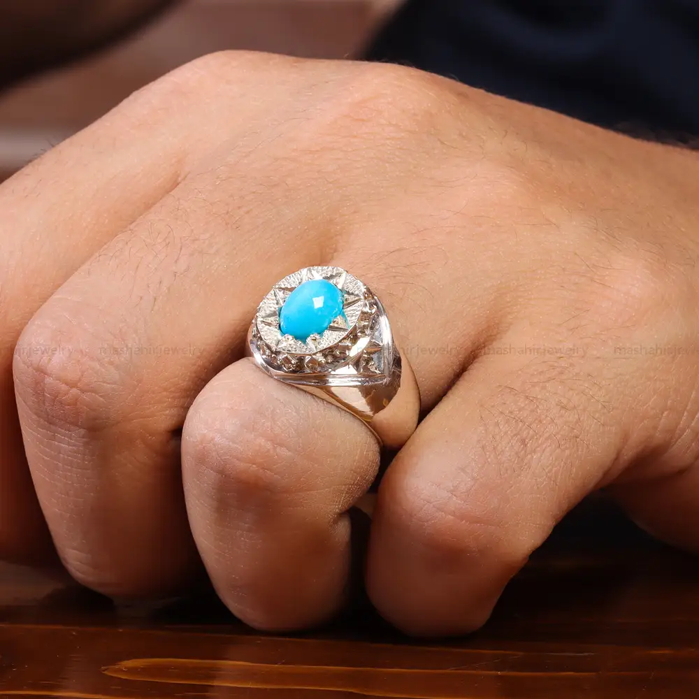 انگشتر فيروزه عجمی مردانه کد 20542