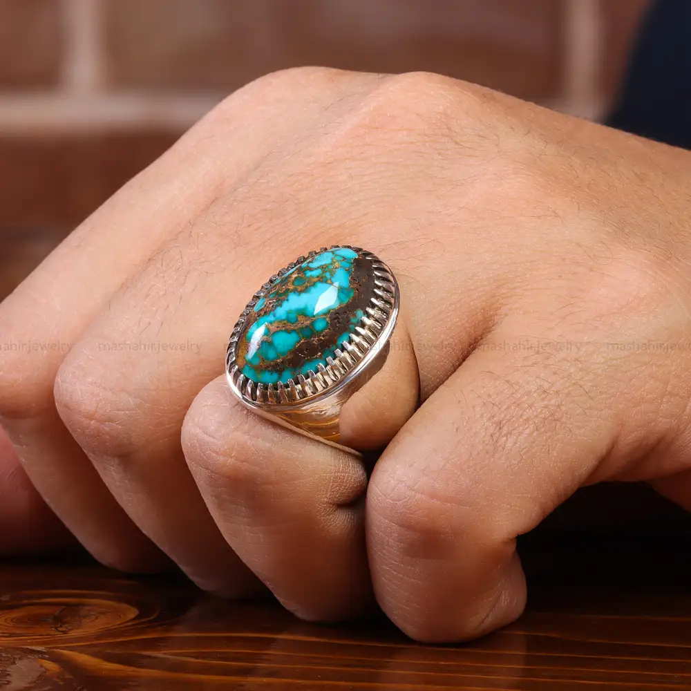 انگشتر فیروزه شجری مردانه کد 20545