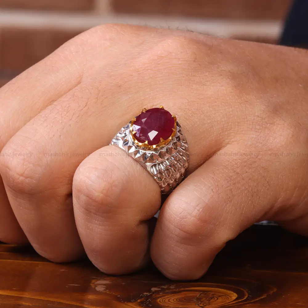 انگشتر یاقوت سرخ مردانه کد 20548