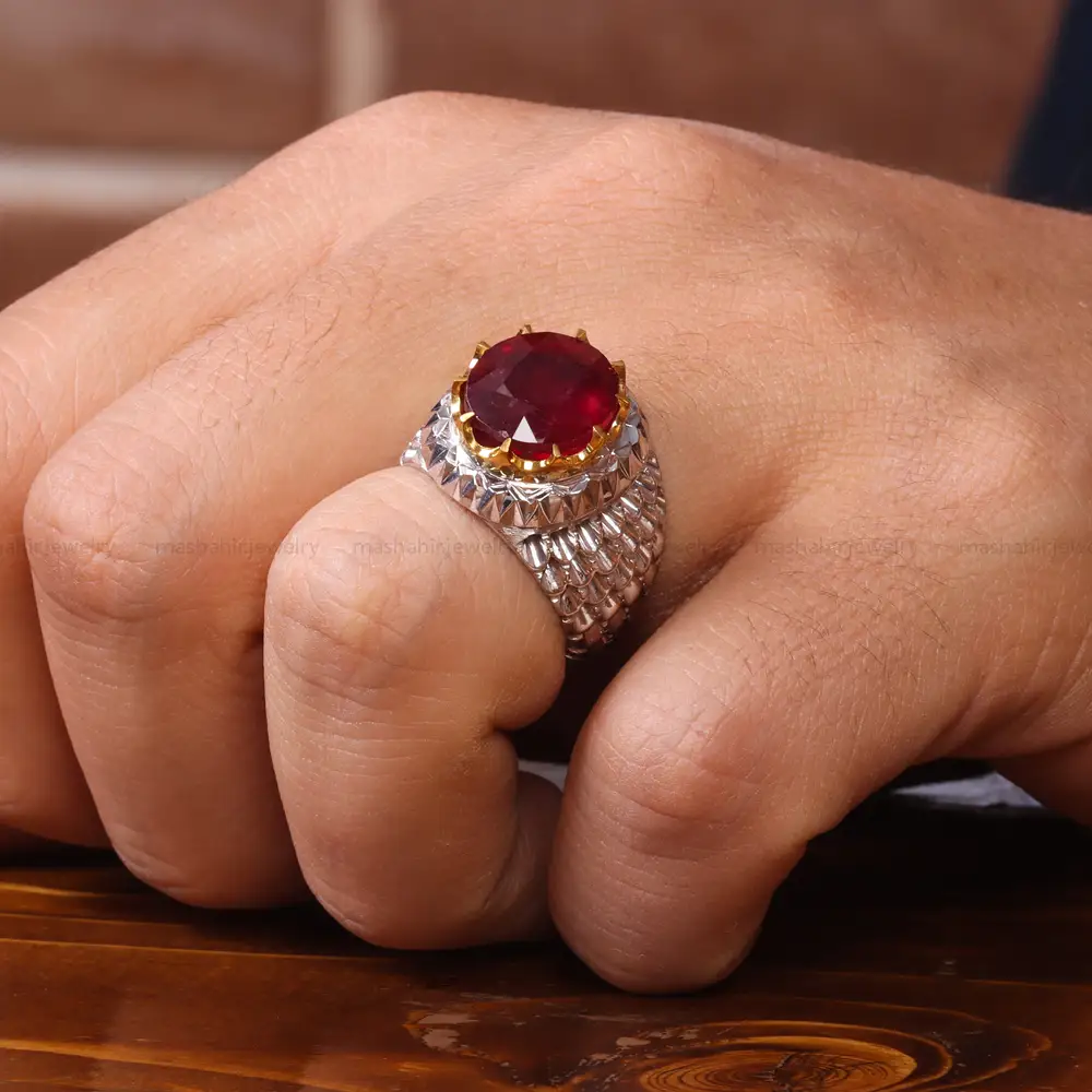 انگشتر یاقوت سرخ مردانه کد 20552