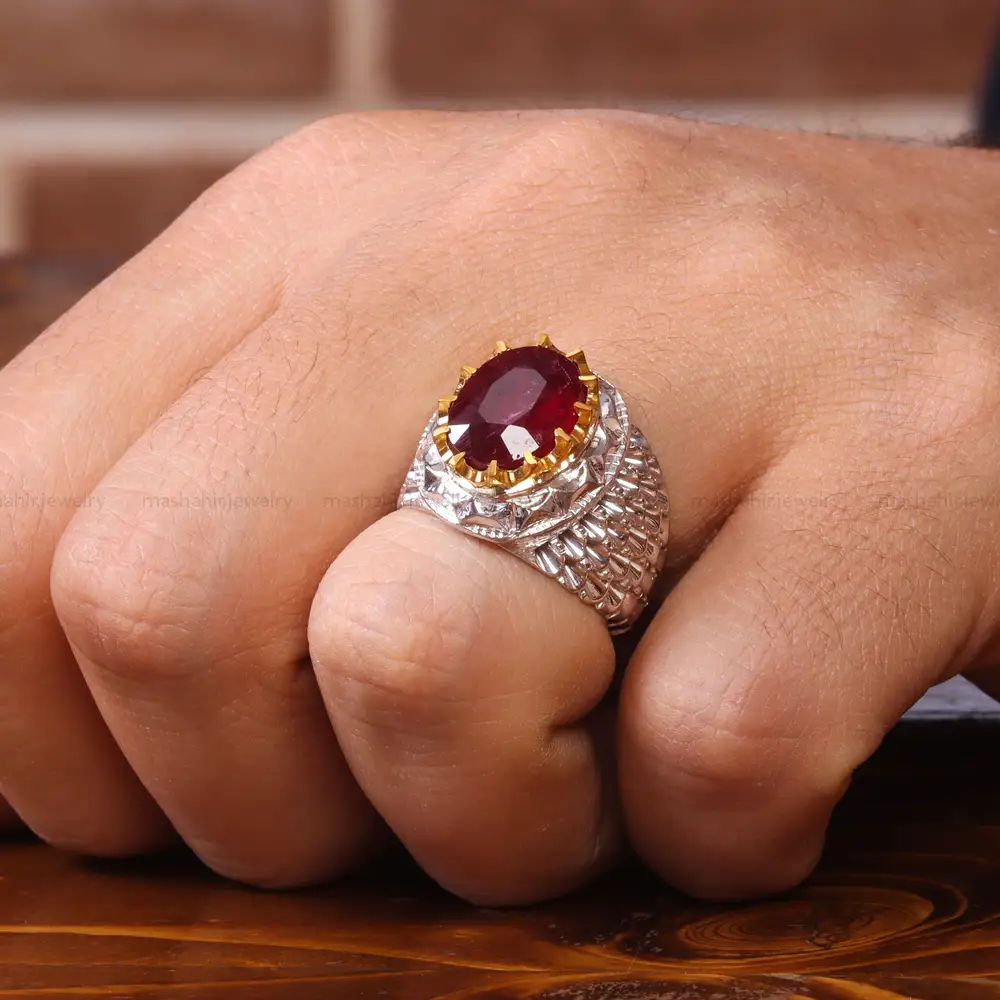 انگشتر یاقوت سرخ مردانه کد 20557