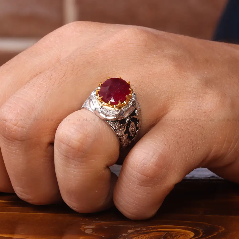انگشتر یاقوت سرخ مردانه کد 20559