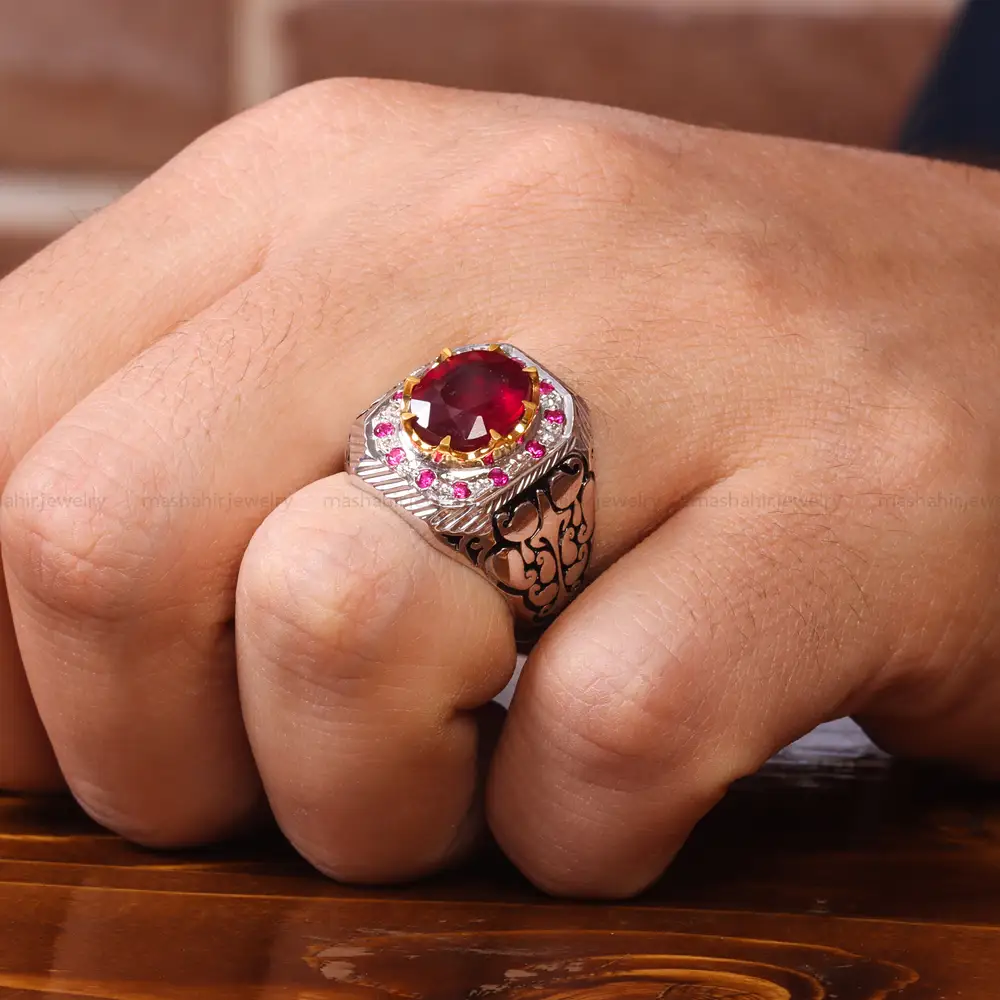انگشتر یاقوت سرخ مردانه کد 20561