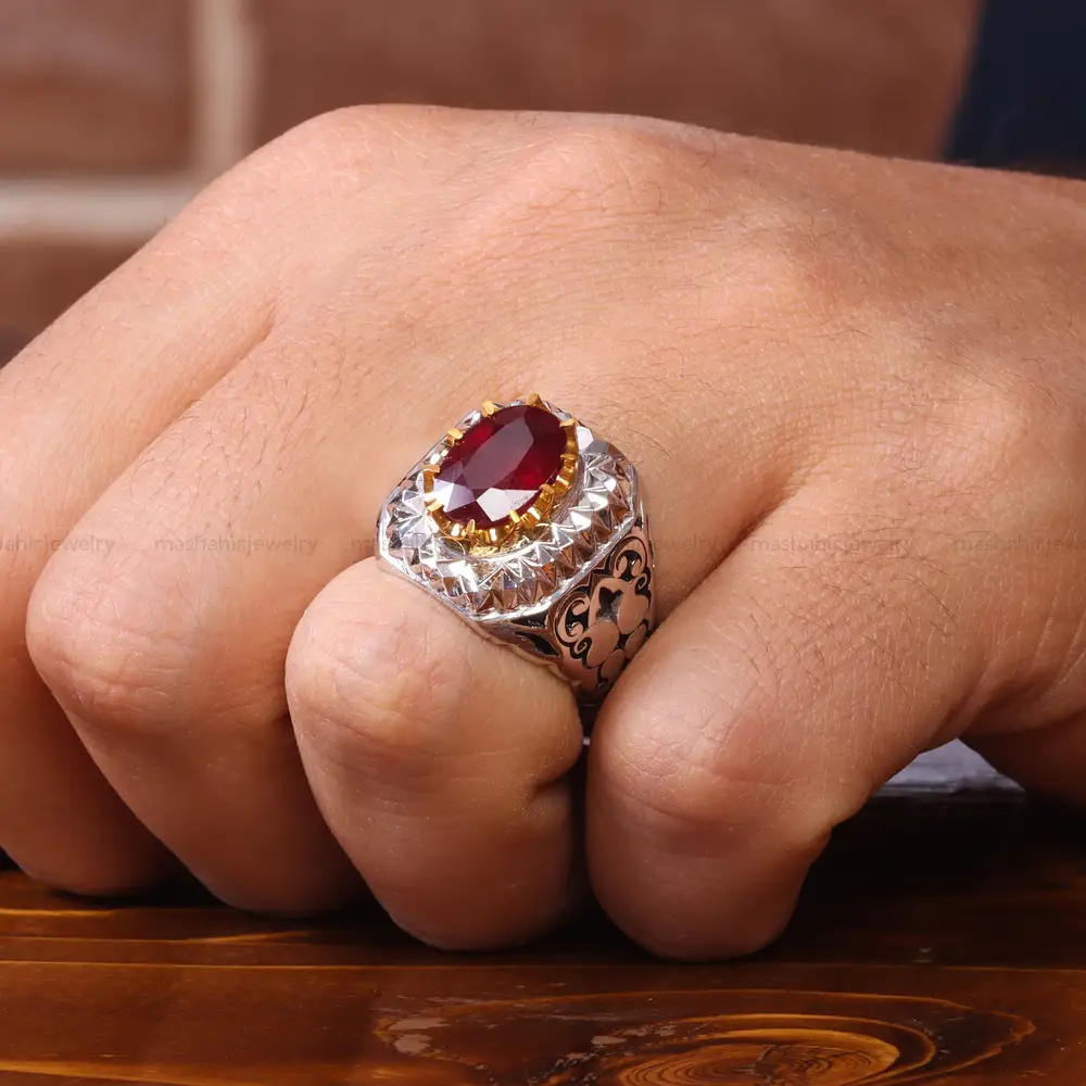 انگشتر یاقوت سرخ مردانه کد 20563