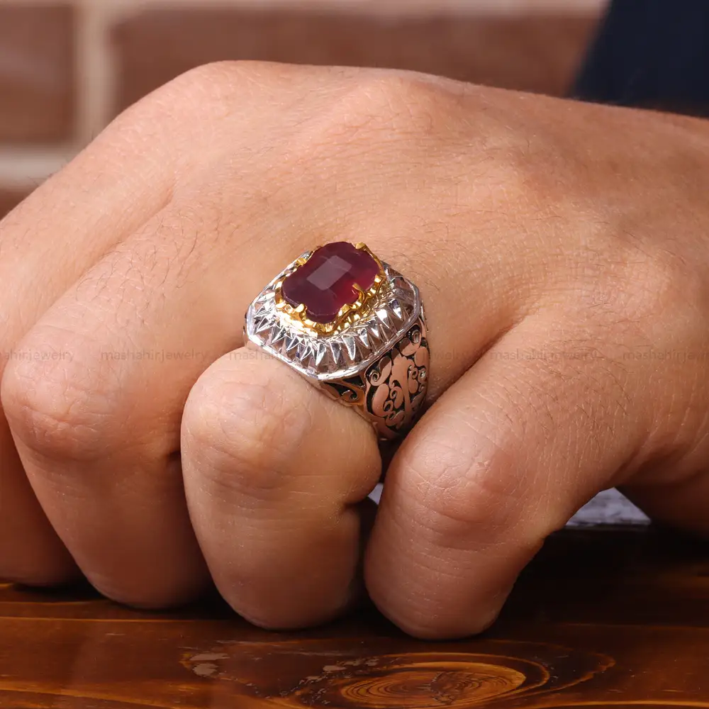 انگشتر یاقوت سرخ مردانه کد 20564