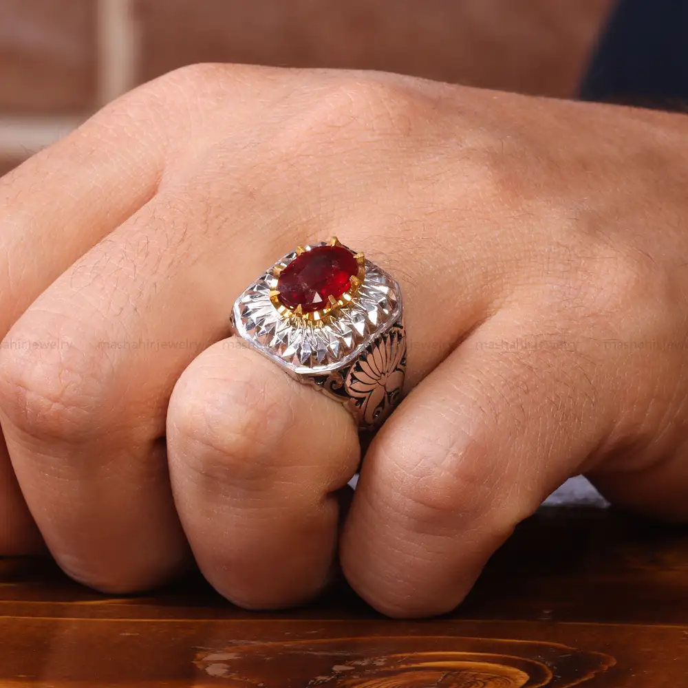 انگشتر یاقوت سرخ مردانه کد 20566