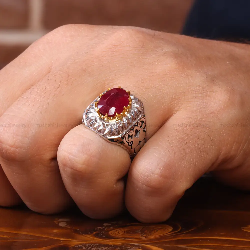 انگشتر یاقوت سرخ مردانه کد 20567