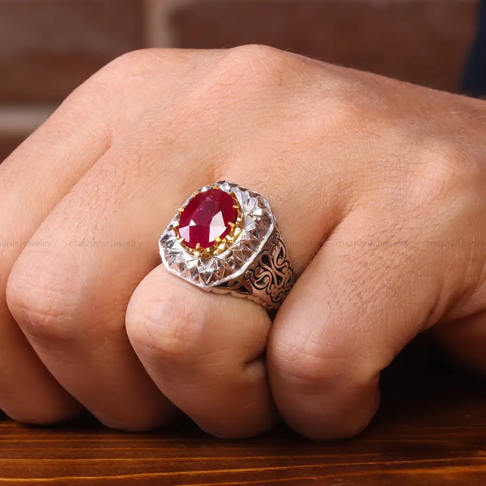 انگشتر یاقوت سرخ مردانه کد 20568