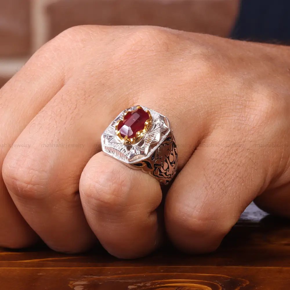انگشتر یاقوت سرخ مردانه کد 20569