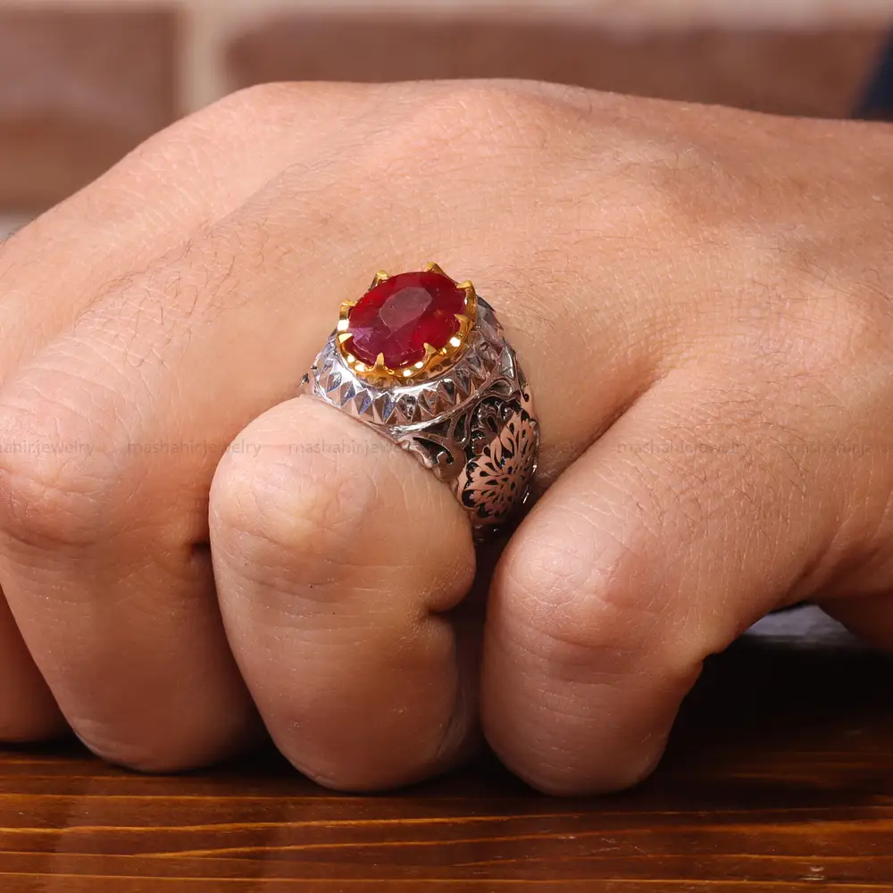 انگشتر یاقوت سرخ مردانه کد 20570