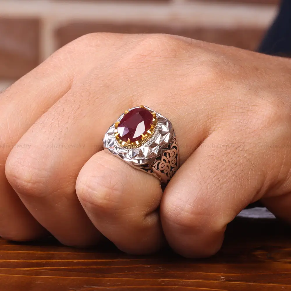 انگشتر یاقوت سرخ مردانه کد 20571