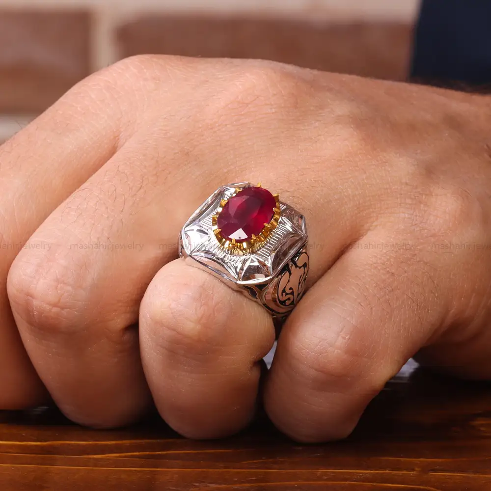 انگشتر یاقوت سرخ مردانه کد 20574