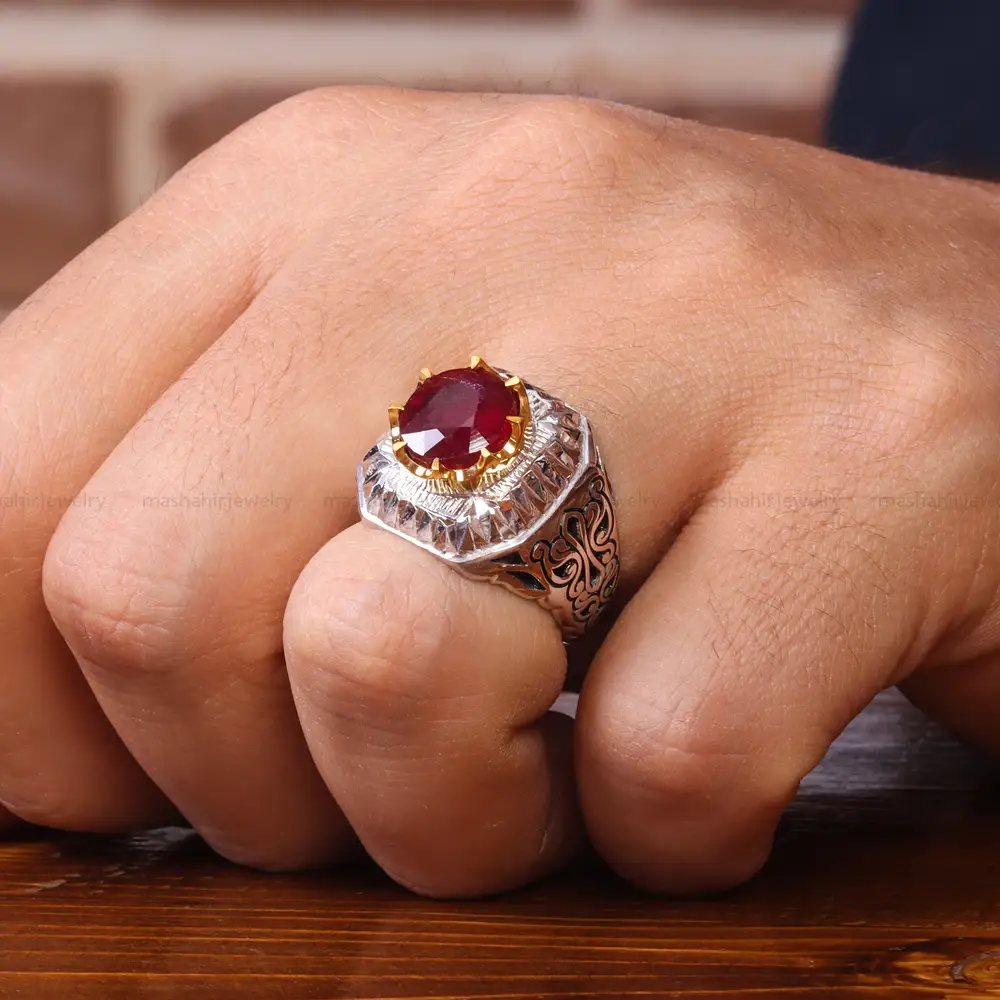 انگشتر یاقوت سرخ مردانه کد 20575